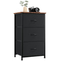 Somdot Nightstand, 3 Drawer Dresser for Bedroom, Bedside Table Night Stand End Table with Fabric Bins for Bedroom Closet Dorm,Black