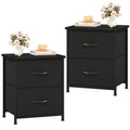 Somdot Nightstand with 2 Drawers, Small Bedside Table with Removable Fabric Bins for Bedroom, Nursery & Living Room - Sturdy Steel Frame, Wood Top, Ash Grey