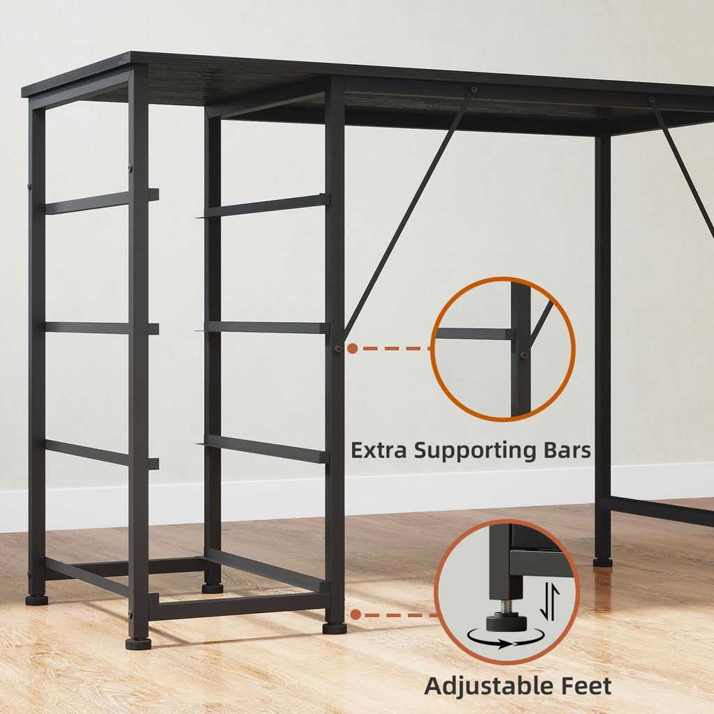 Somdot Computer Desk with 4 Fabric Drawers, 39.4 inch Reversible Home Office Desk, Small Gaming Desk with Drawers, Metal Frame for Home Office, Black