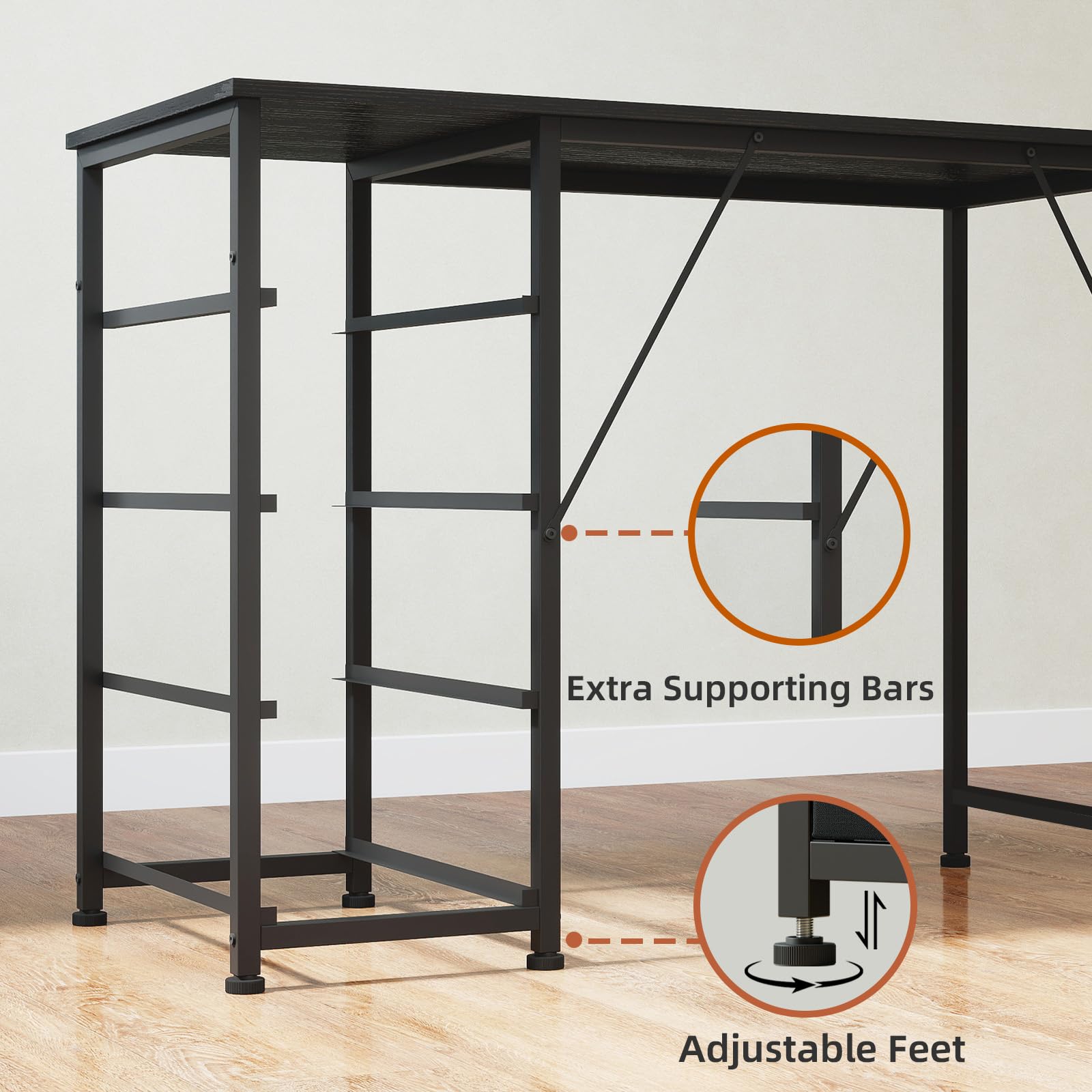 Somdot Computer Desk with 4 Fabric Drawers, 39.4 inch Reversible Home Office Desk, Small Gaming Desk with Drawers, Metal Frame for Home Office, Black