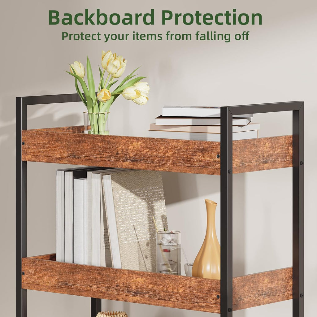 Somdot Bookshelf, 5 Tier Bookshelves with Open Storage, Free Standing Shelving Unit, Industrial Bookcase for Bedroom, Living Room and Home Office, Wood Grain Print
